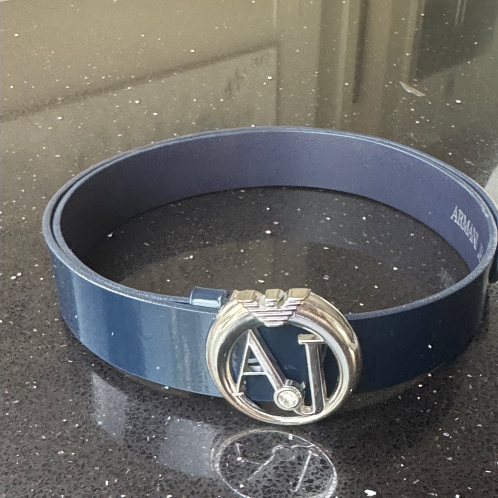 Armani Jeans Blue Patent Leather Belt